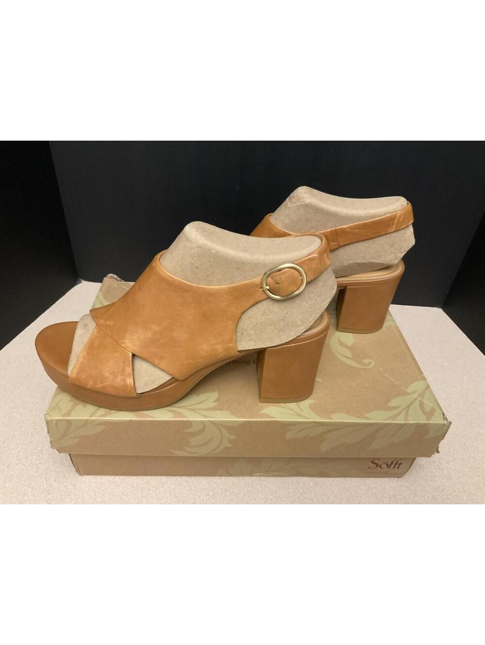 New! Womens Sofft Liv Luggage Leather Slingback Block Heels. Size 9M. Nice!!! - Picture 5 of 7